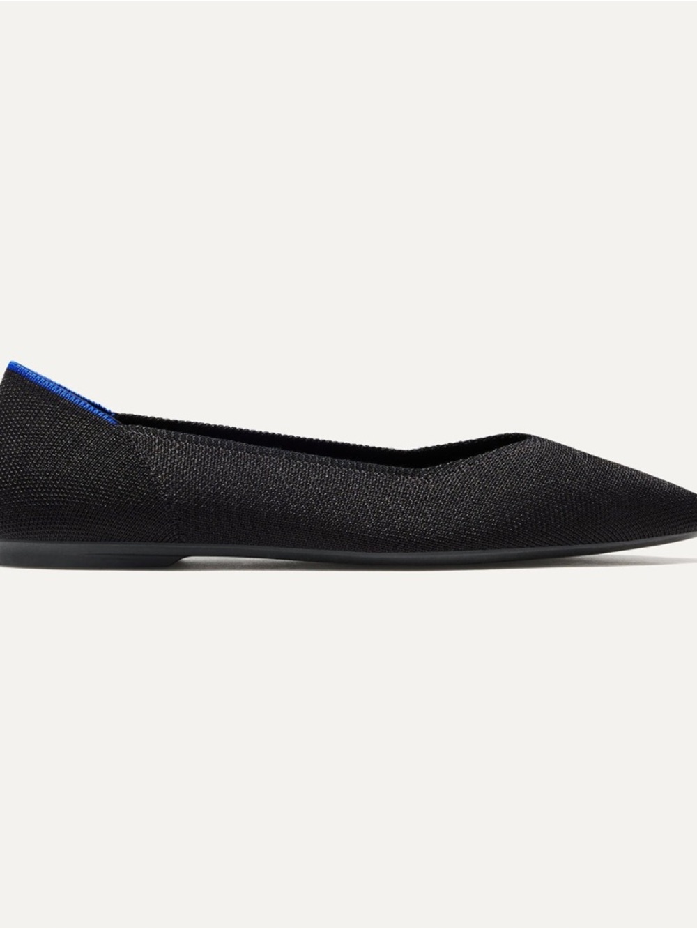Rothy's Black Pointed-Toe Knit Flats with Blue Accent - Picture 4 of 8